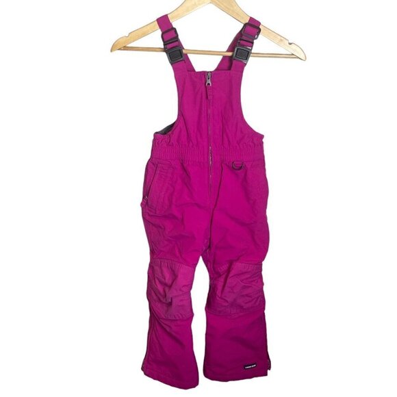 Lands End Girls Ski Snowboard Snow Bibs Pants Overalls Size 4 Pink Insulated - Picture 1 of 8